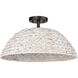 Rue 3 Light 19 inch Matte Black Semi-flush Ceiling Light in Painted Sweet Grass